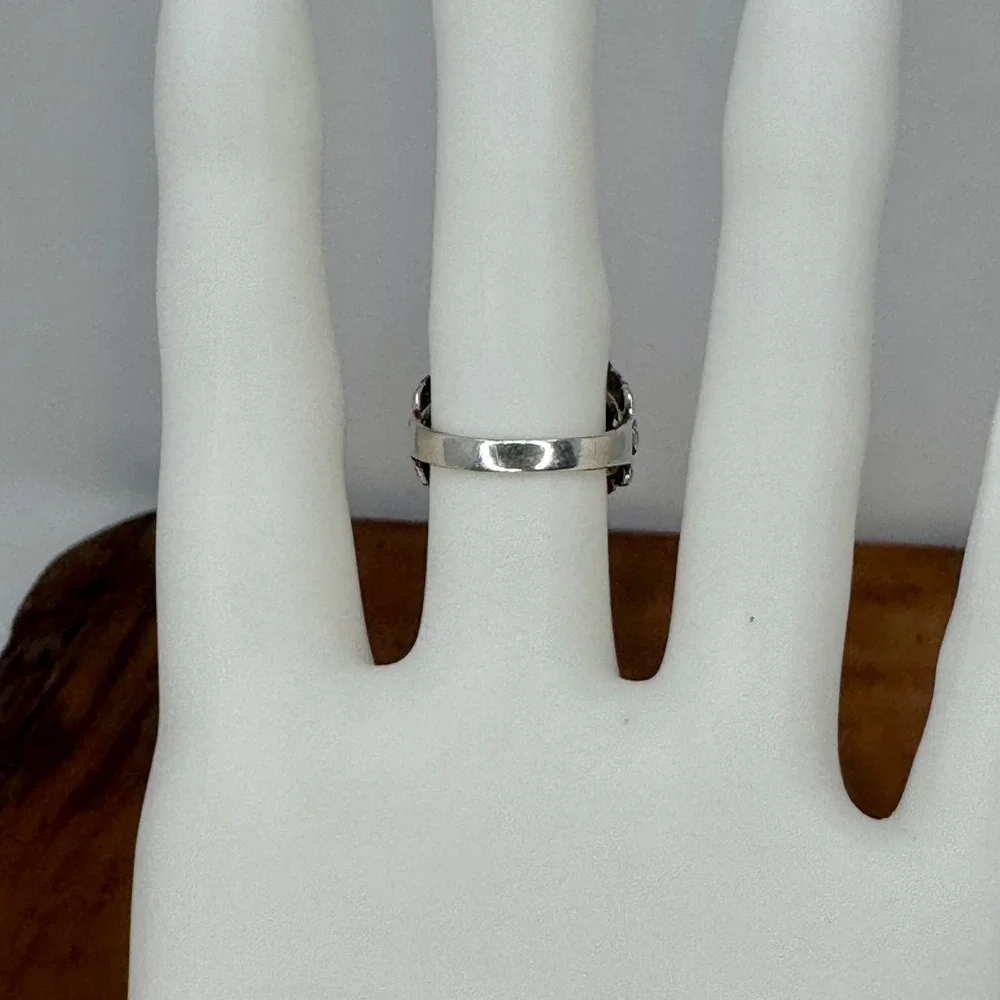 Sterling Silver Floral Filigree Ring with Mother of Pearl CFT Thailand Size 7